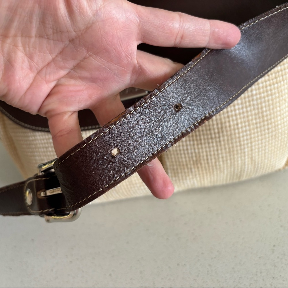 Vintage Francesco Biasia Women’s Shoulder Bag Brown Leather Cream EUC - Picture 11 of 12